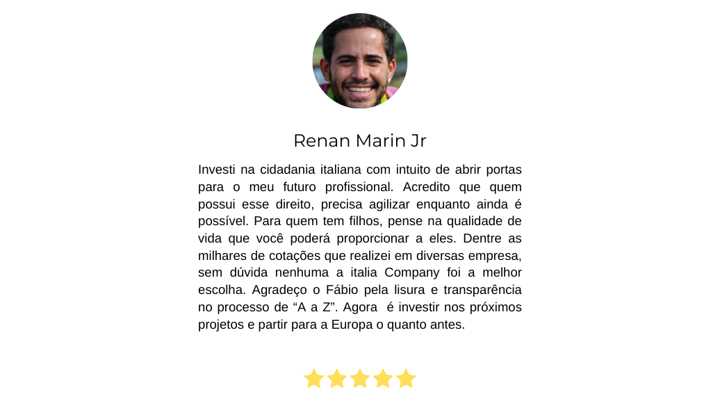 ITÁLIA COMPANY, empresa dedicada e especializada em genealogia familiar, montagem documental, preparação de processos e reconhecimento da cidadania italiana por mérito judicial, com mais de 2.000 processos protocolados na justiça italiana, 100% de casos deferidos e mais de 5.000 ítalo-brasileiros reconhecidos oficialmente.